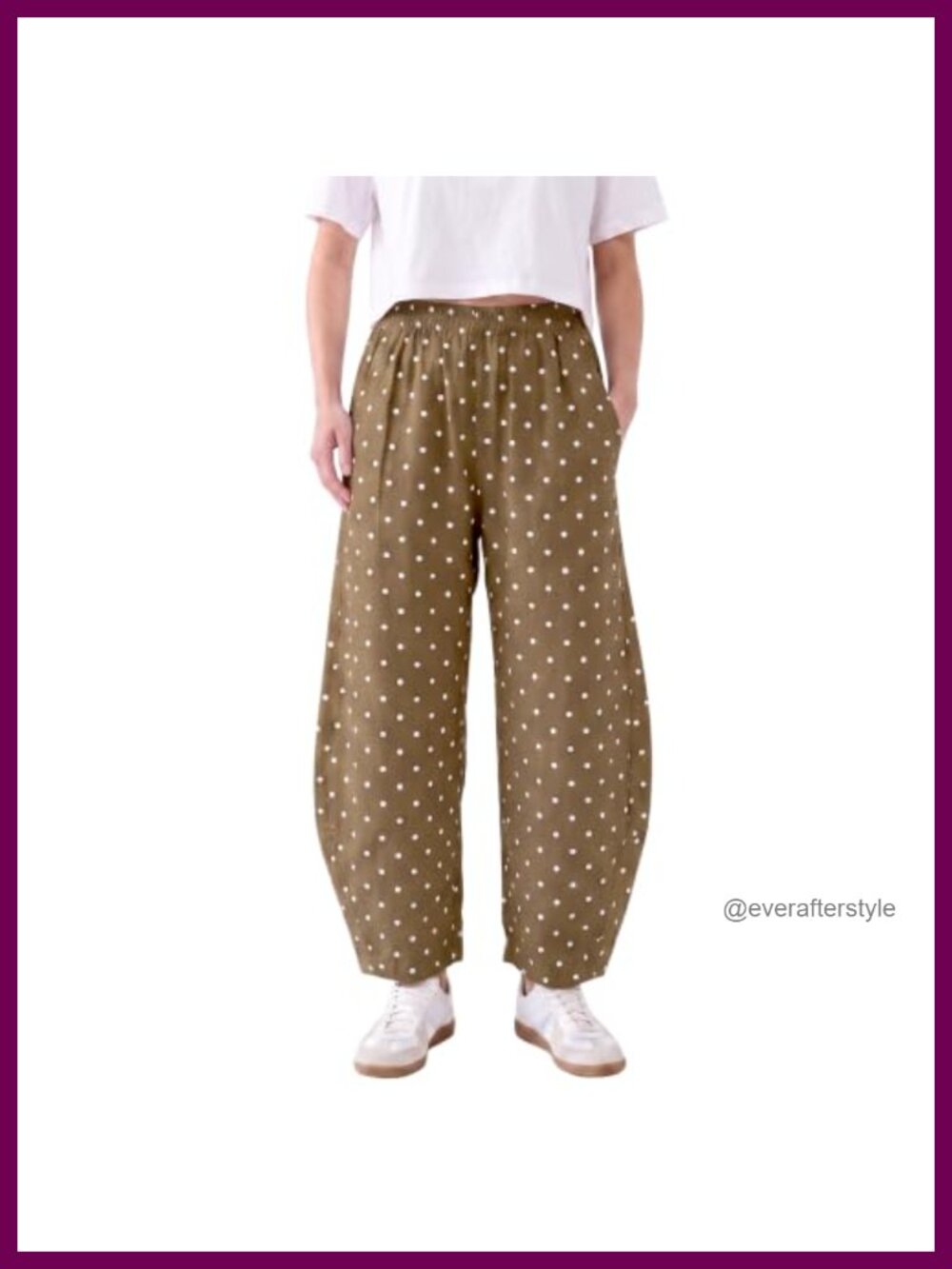 Women Polka Dot Barrel Pants Mid Rise Tapered Leg Lounge Pants